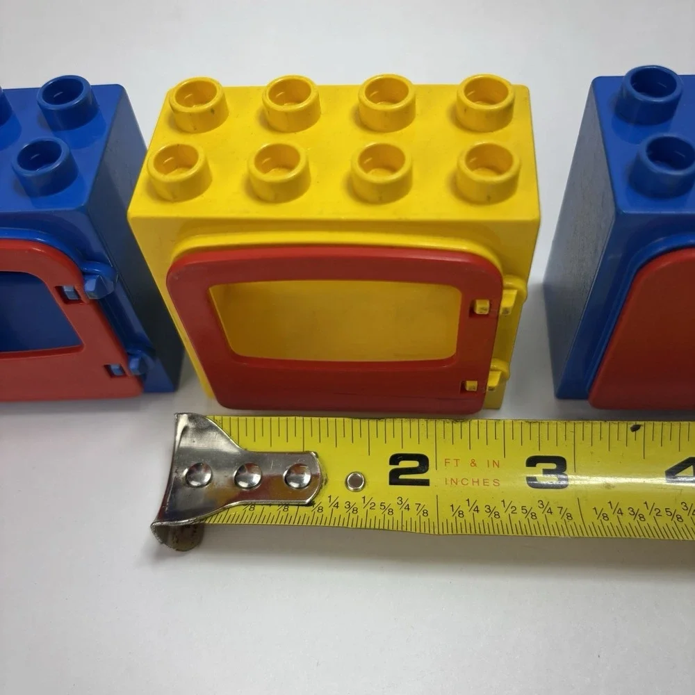 LEGO DUPLO Door / Window Frame Lot (4) Red Yellow Blue Vintage Toy Children